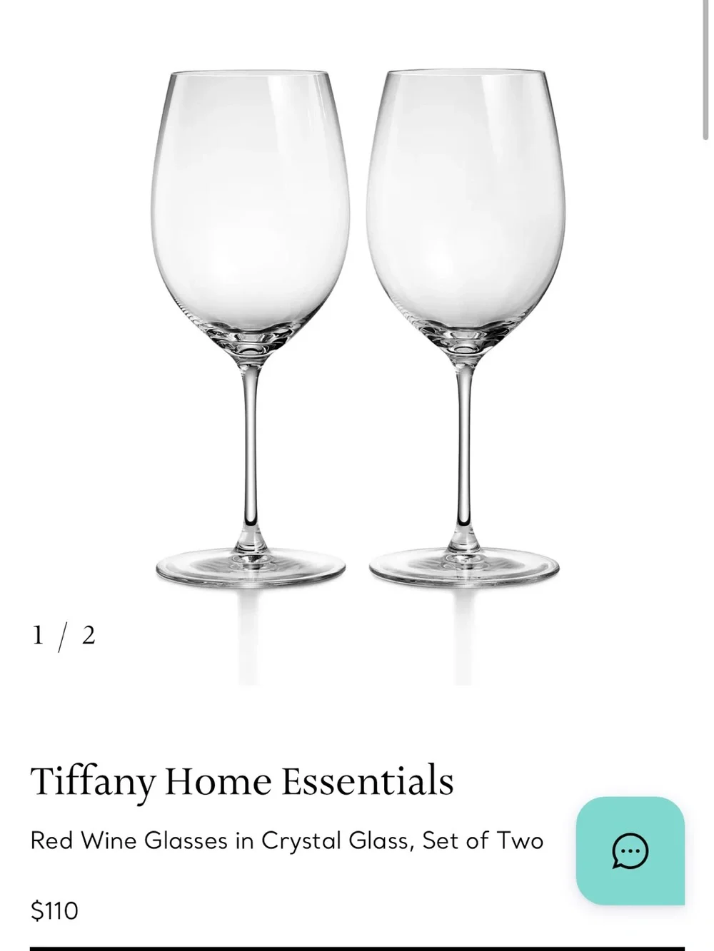 Tiffany & Co. Set of 2 wine glasses New In Box
